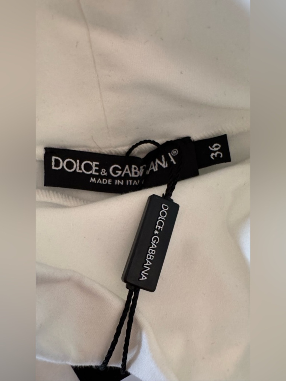 Dolce & Gabbana White Long-Sleeve Turtleneck Crop Top with Logo Band - Picture 7 of 7